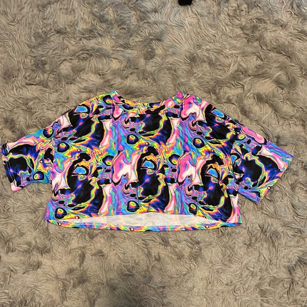 Rainbow Oil Spill Neon Crop Top